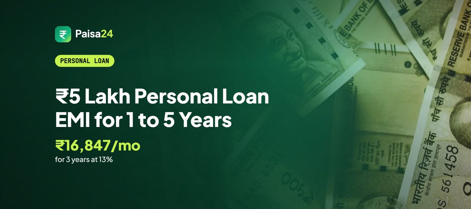 ₹5 Lakh Personal Loan EMI for 1 to 5 Years – ₹5 Lakh Personal Loan EMI for 1 to 5 Years – Indian rupee banknotes close-up